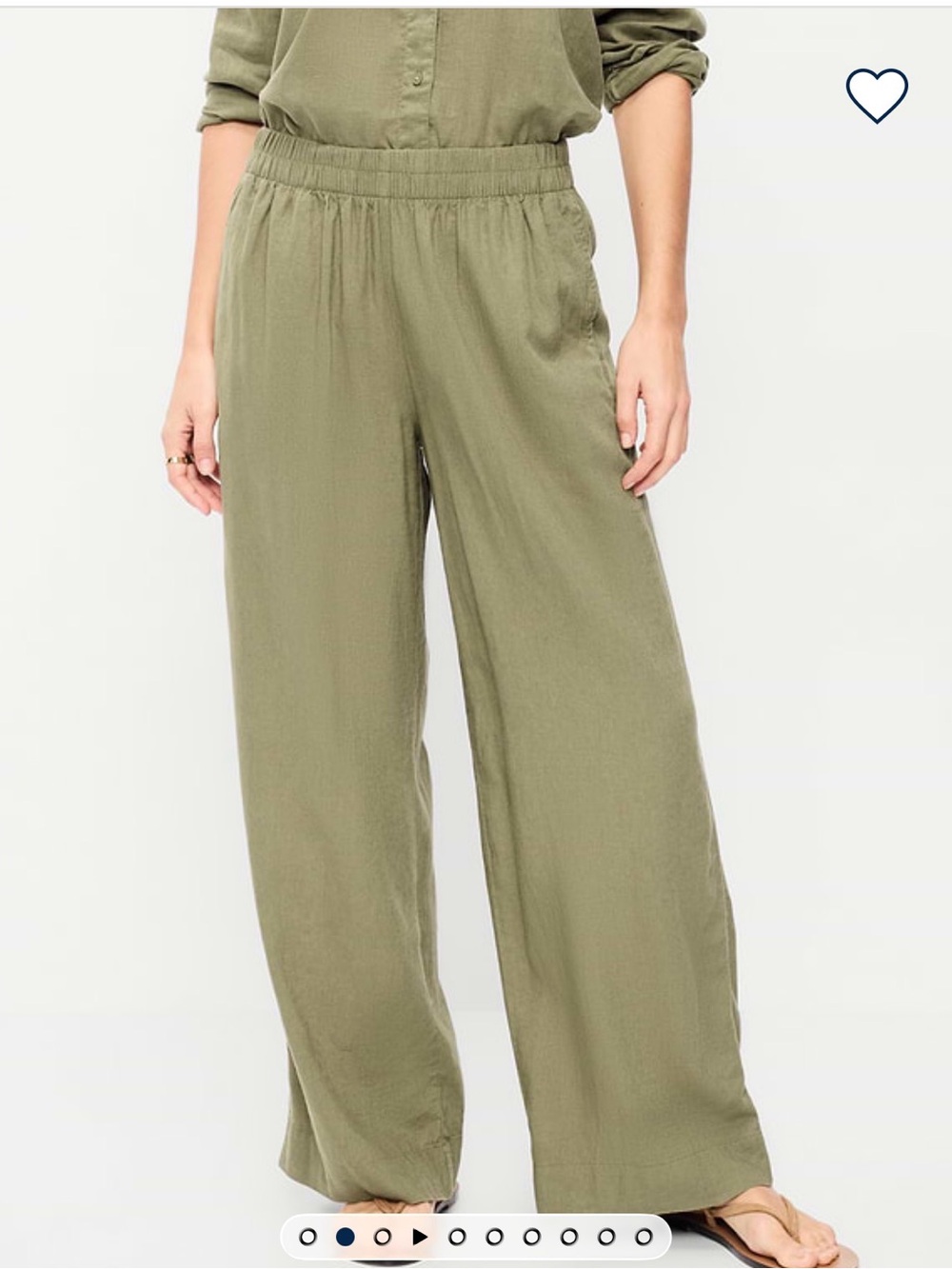 Old Navy Olive Green Wide-Leg Elastic Waist Pants